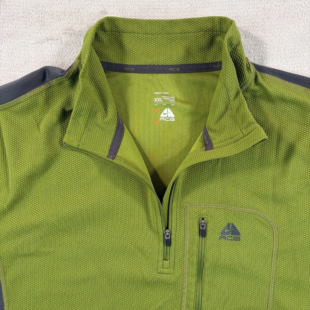 Nike ACG Fit Dry Quarter Zip Pullover‎ Top Men 2XL Green Grey Performance NWOT